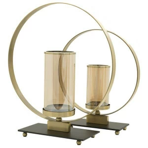 Подсвечник стеклянный золотистый с металлическим кольцом Orbita UNICO  255472 Золото