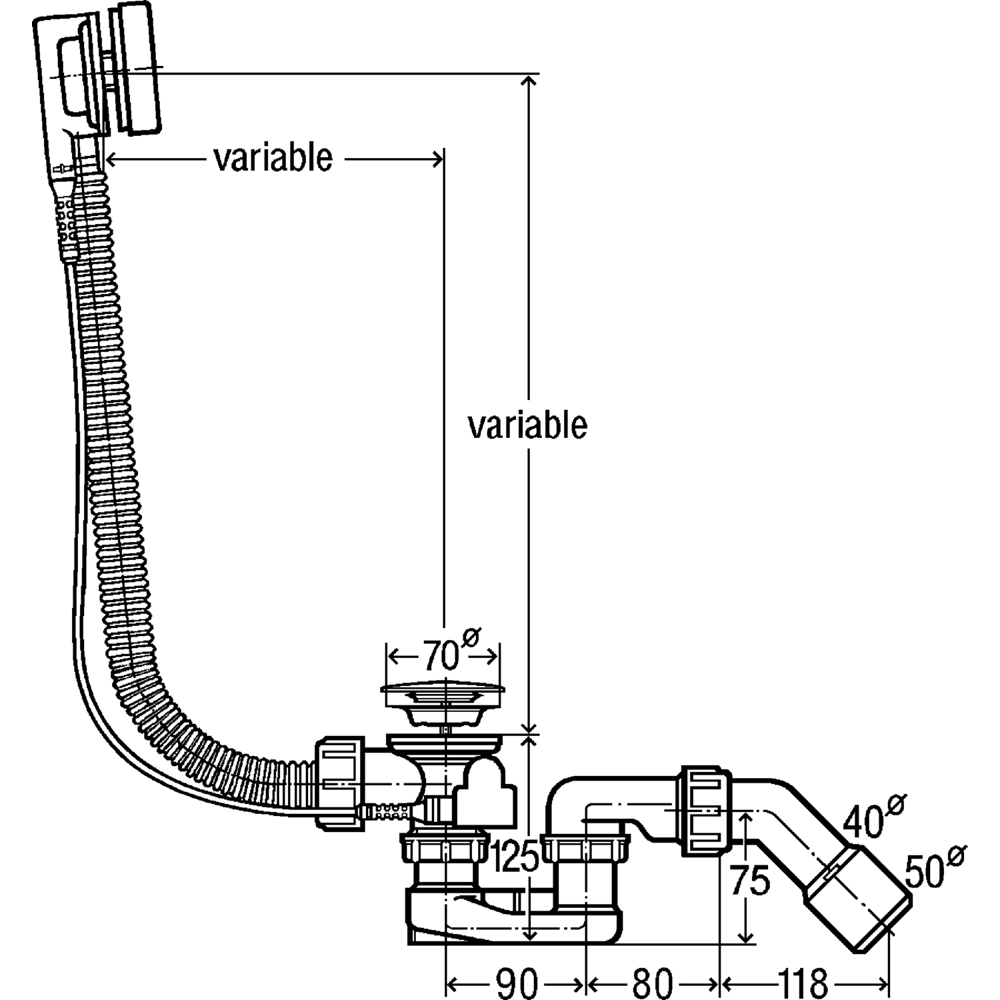 Сифон для ванны Viega Simplex 285357 540 мм ø70 мм 285357 82319840 STLM-2060276  - Вид №2