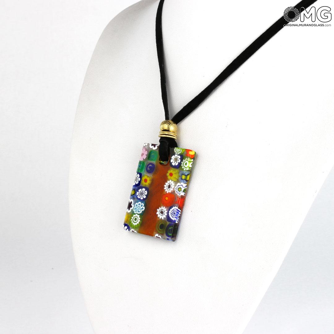 3671 ORIGINALMURANOGLASS Разноцветная мозаичная подвеска - муранское стекло OMG 40 см  - Вид №1