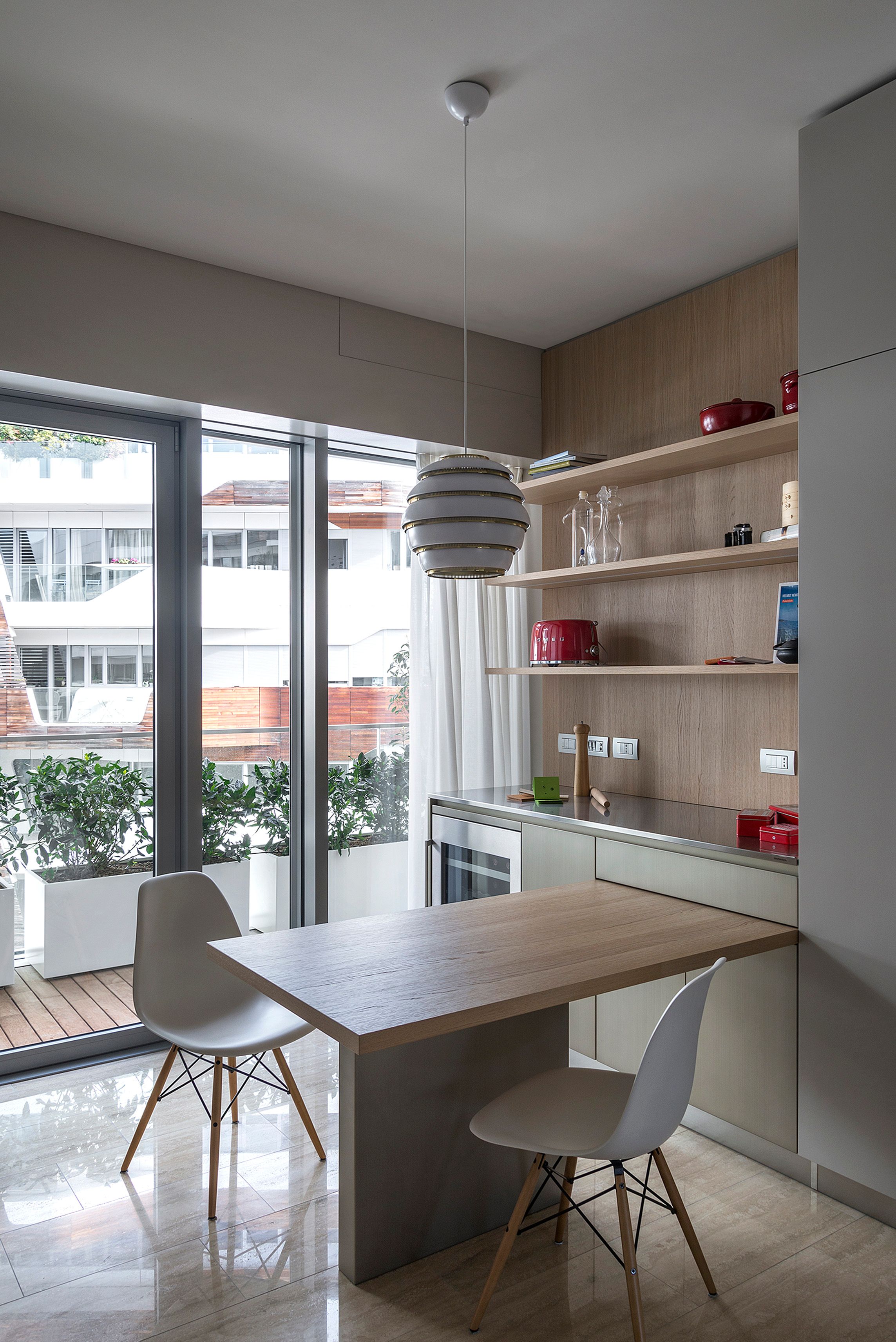 Двусторонняя линейная кухня с консольным столом TM Italia Cucine K6 ARCH-00069327 - Вид №1