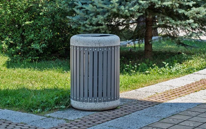 ENCHO ENCHEV - ETE Урна для мусора из металла и бетона с пепельницей  45  - Вид №2