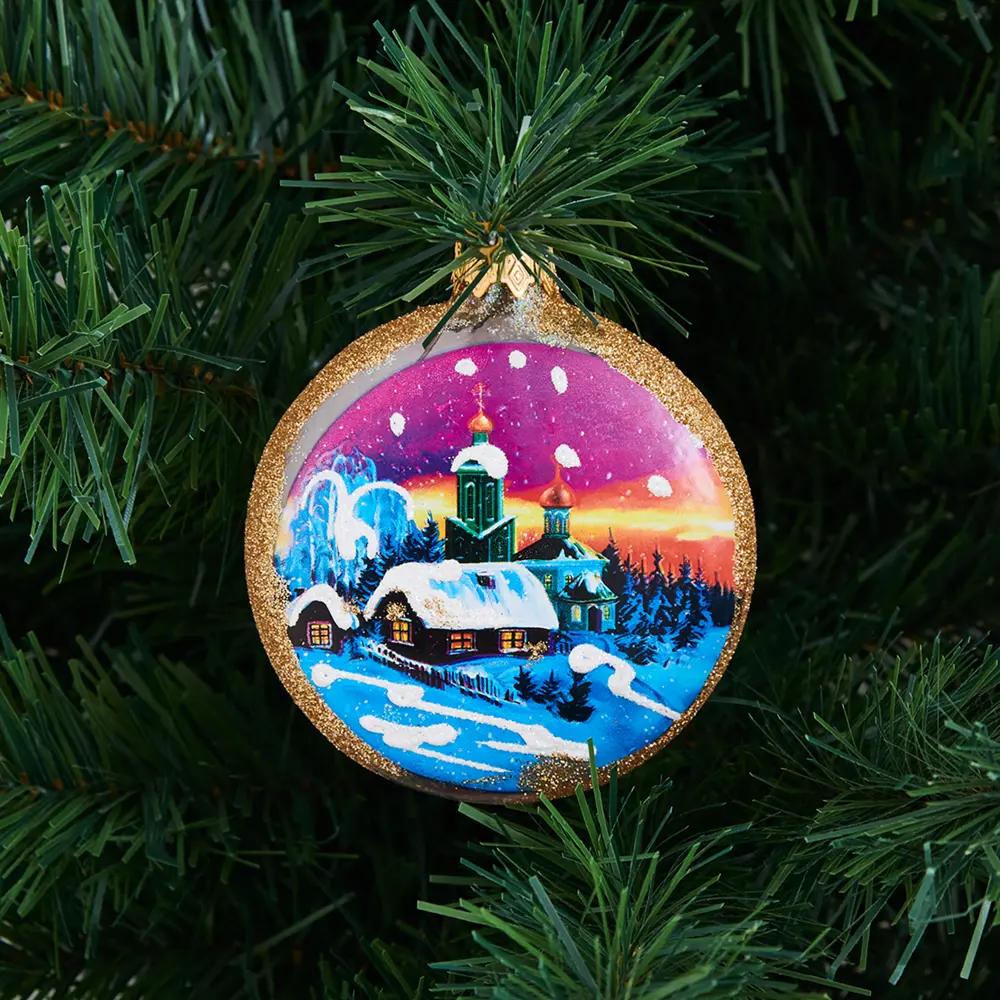 85178236 Елочное украшение Медальон Куранти и снегири КУ-80-224232 Коломеев 10x9 см STLM-0953831 Santreyd 