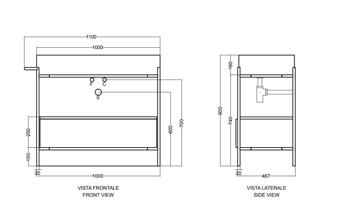 Напольная раковина из нержавеющей стали и дерева с ящиками Axa вещь ARCH-00144484 - Вид №10
