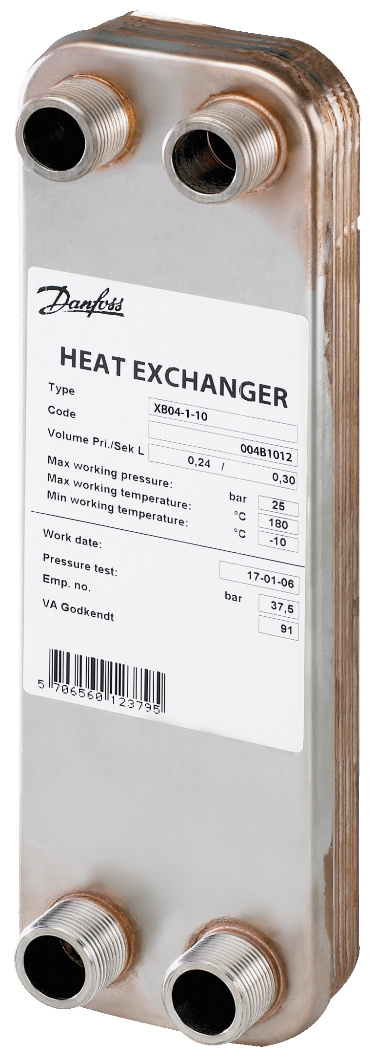 Danfoss Паяный пластинчатый теплообменник серии XB04 XB 04-1 40 паяный пластинчатый теплообме 004B1023  - Вид №2