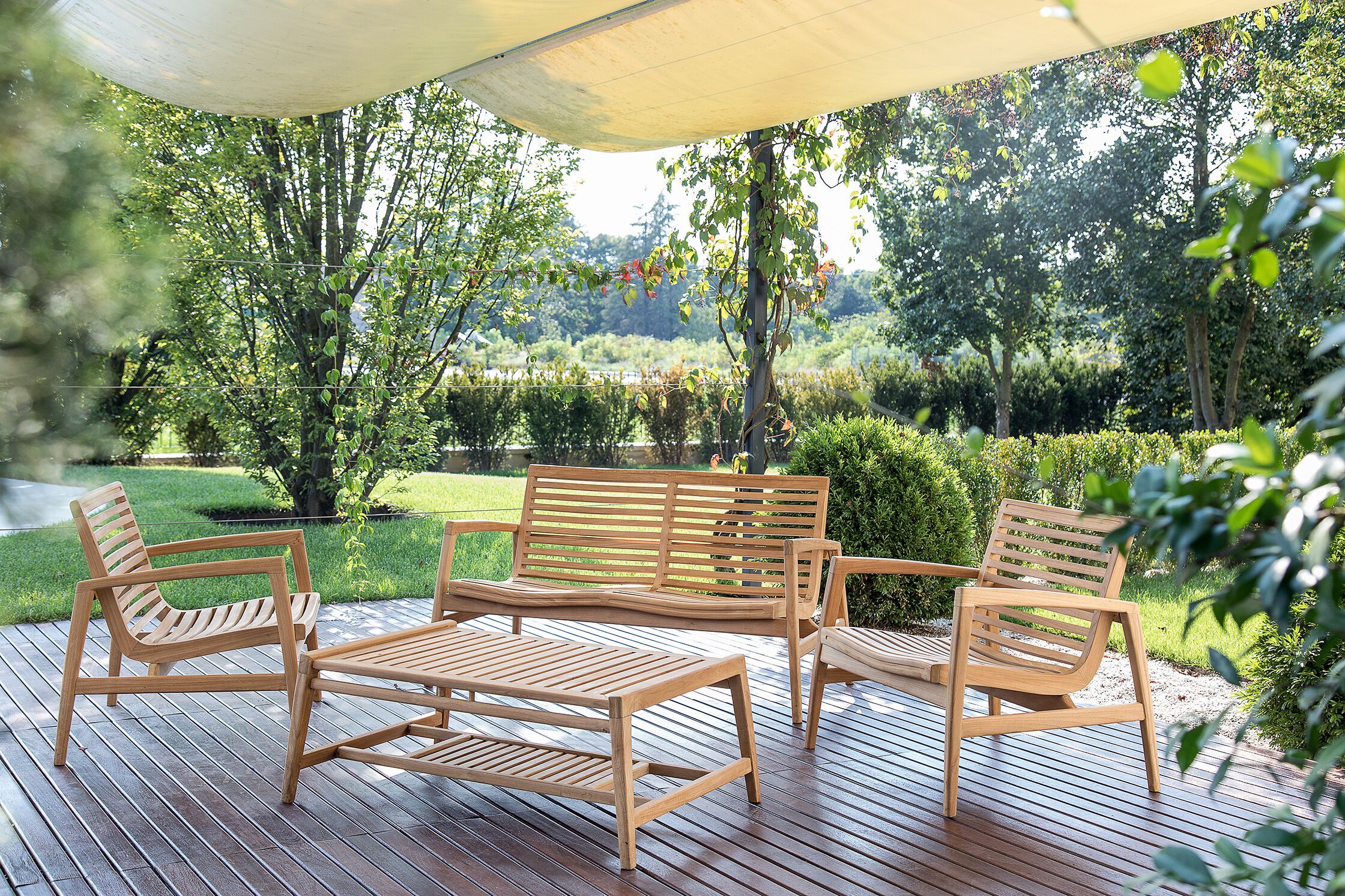 Садовая скамейка из тикового дерева со спинкой cbdesign ралли ARCH-00130565 - Вид №12