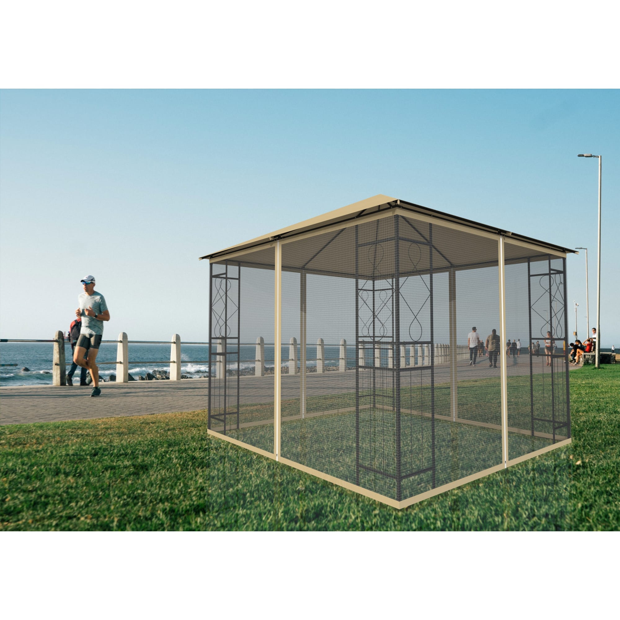 82697256 Шатер садовый с антимоскитной сеткой Рай 3х3х2.73 м сталь белый (без штор) Santreyd  - Вид №2