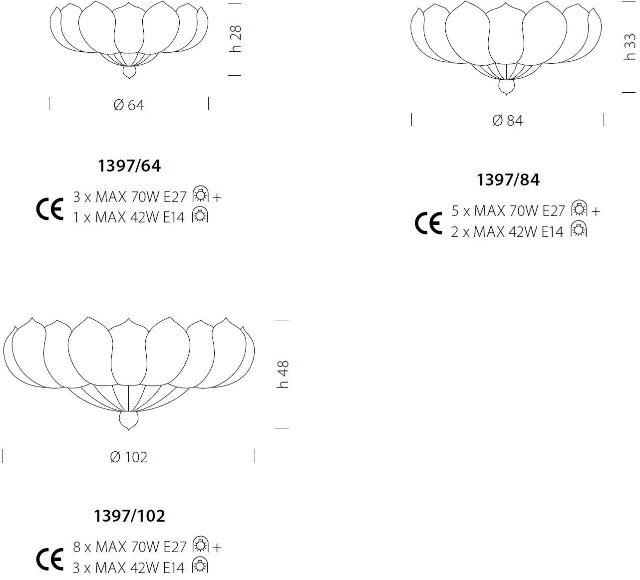 Sylcom Стеклянный потолочный светильник Loredan 1397/1400 - Вид №6