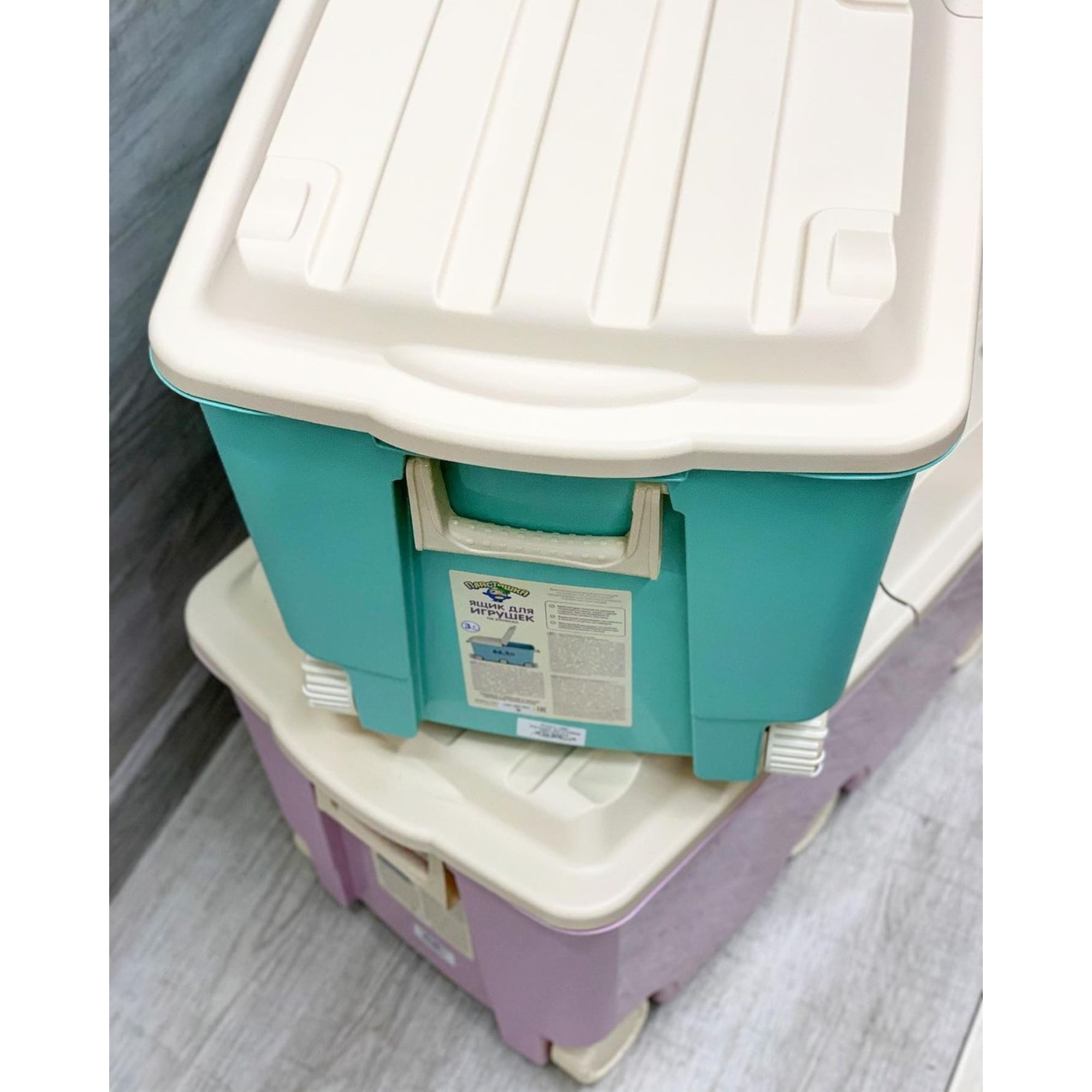 82472547 Ящик для игрушек 685х395х385 мм 66,5 л, цвет зелёный Пластишка Santreyd  - Вид №6
