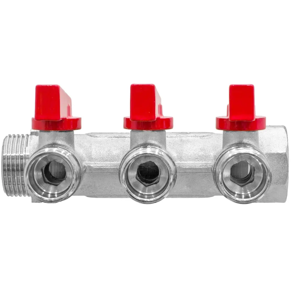 Коллектор с кранами MPF на 3 выхода 3/4"x1/2" наружная резьба 87886411 STLM-2117350  - Вид №6
