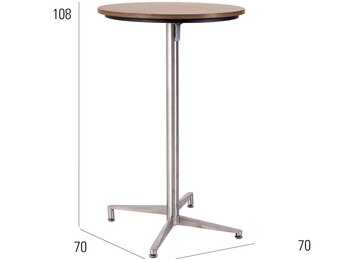 76.00.0075 Стол Победы Tradition Resysta sumatra 70 round + Bistro высокий каркас стола нержавеющая сталь Mbm Victory - Вид №1