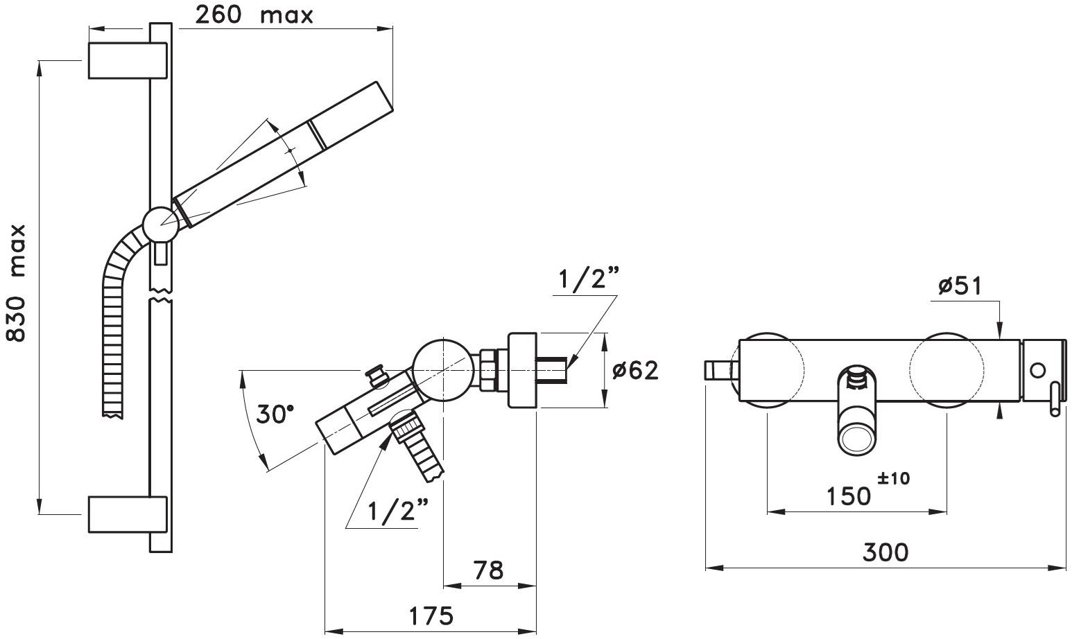 RUBINETTERIE STELLA Смеситель для душа с ручным душем Lucilla Ll02007cr00 - Вид №1