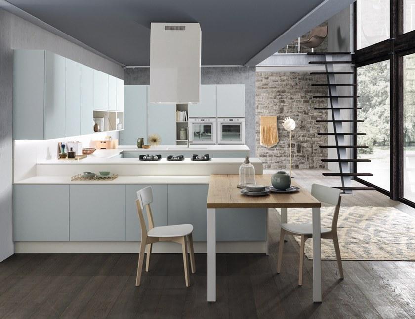 Febal Casa Лакированная встроенная кухня с полуостровом sun-id-1384949 - Вид №1