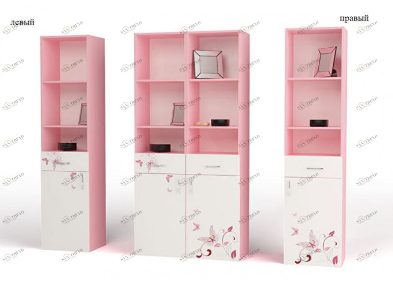 Стеллаж узкий ABC-KING Фея левый розовая 4631148296312