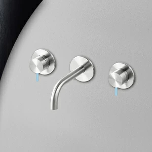 Смеситель для раковины сталь глянцевая с голубой ручкой Toki Radomonte TKI28LCIL27