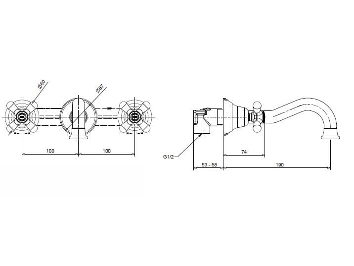 Смеситель для раковины из хромированной латуни Bugnatese Old ' 800 ARCH-00092518 - Вид №2