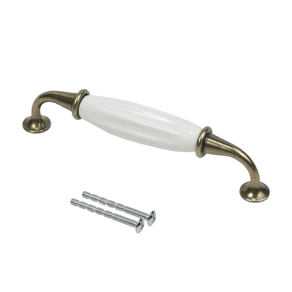 Мебельная ручка-скоба KONSENSA Виви 128 мм белая/бронзовая STLM-2154899 - Вид №4