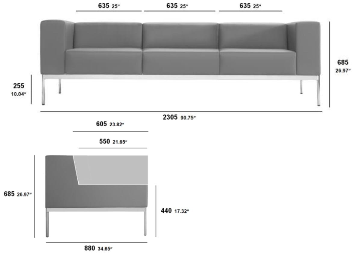 3-местный тканевый диван SITIA BB3 ARCH-00114580 - Вид №3