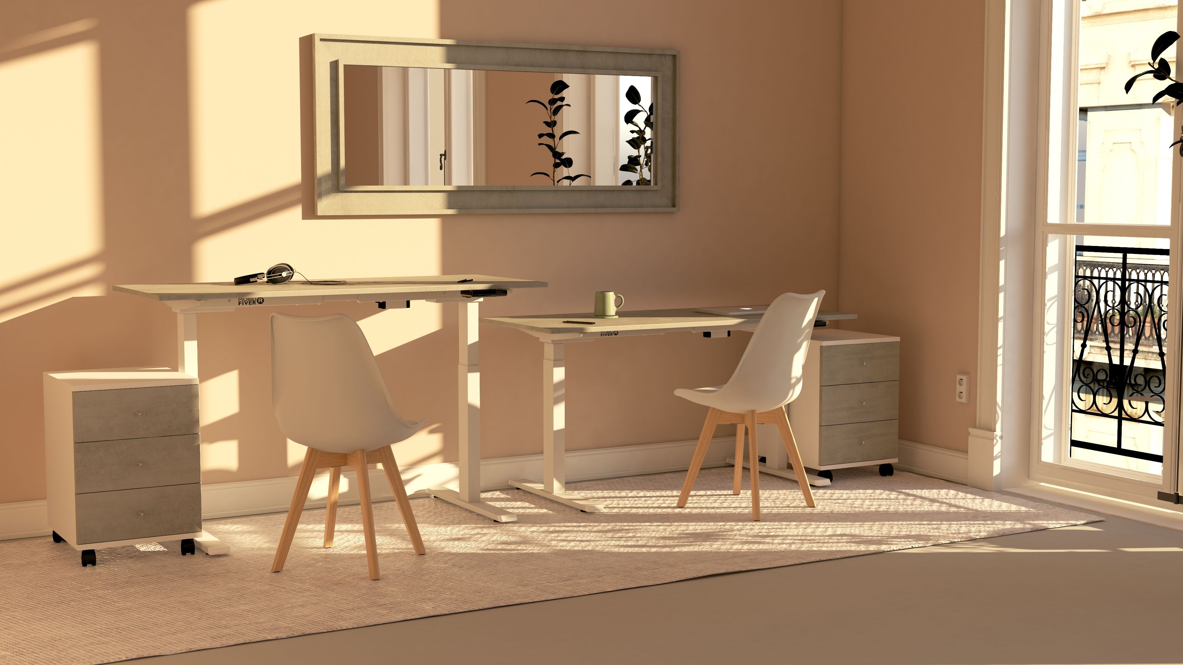 Прямоугольный стол с регулируемой высотой в меламине с электрическим движением Mobili Fiver Clara ARCH-00141252 - Вид №57