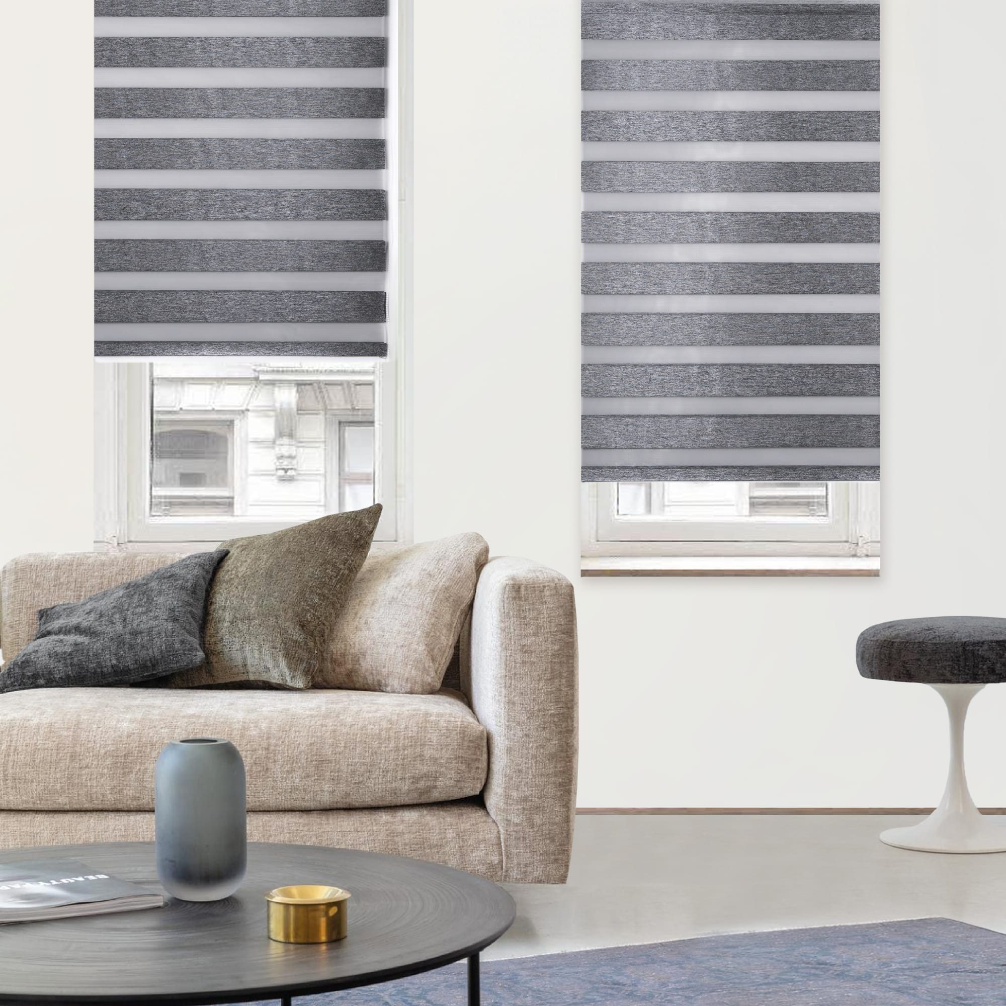 82614510 Штора рулонная день-ночь Miamoza Blackout 55x160 см, цвет серый Santreyd  - Вид №2