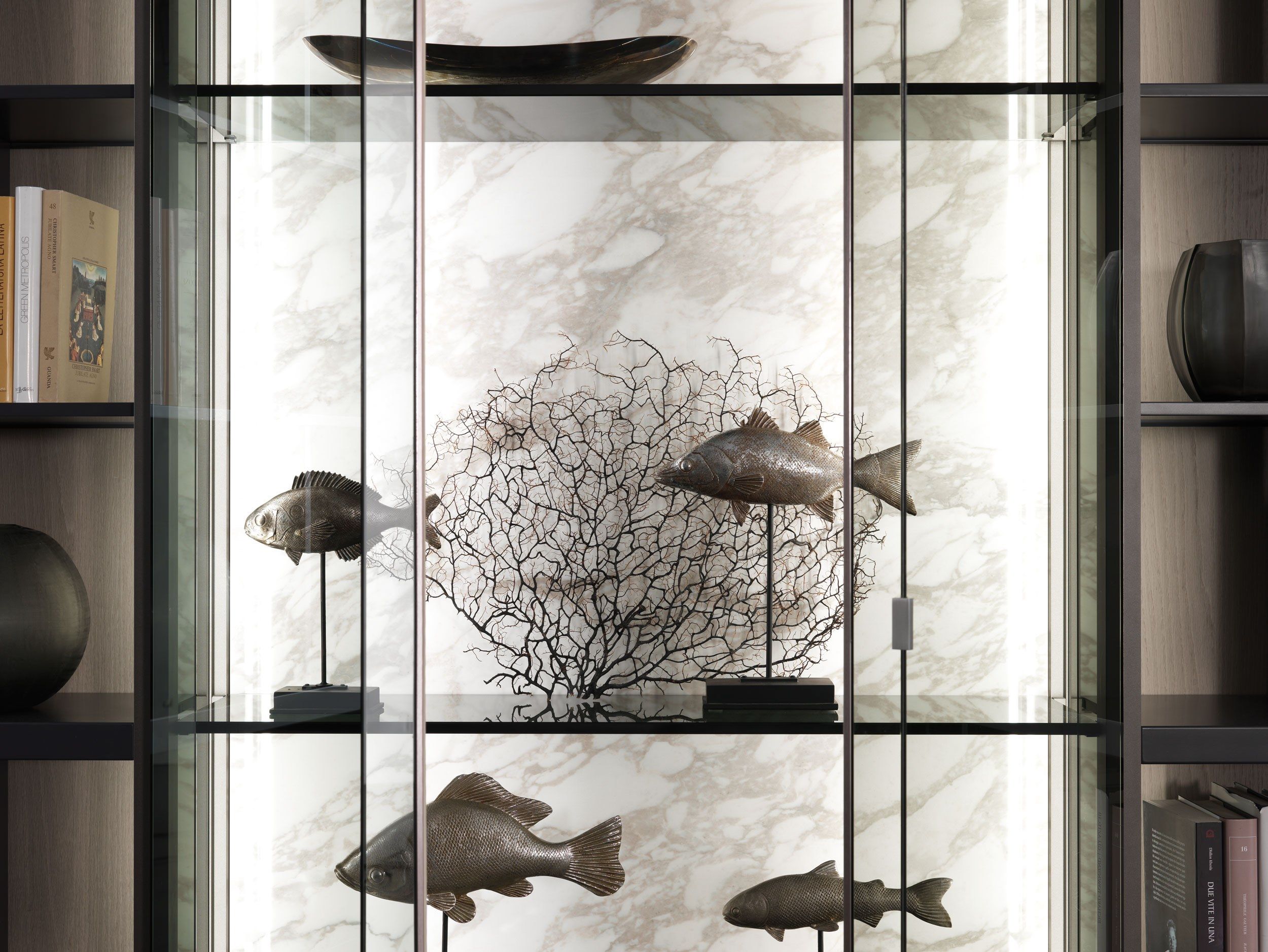 Книжный шкаф из дерева и стекла MisuraEmme CROSSING ARCH-00092195 - Вид №1