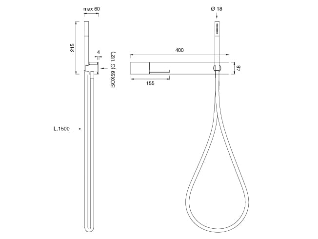 Однорычажный смеситель для душа из нержавеющей стали с ручным душем CEADESIGN CUT PLUS ARCH-00110774 - Вид №2