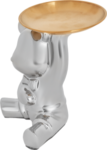 Декоративная подставка Мишка керамическая серебристая 18×20 см 86383346