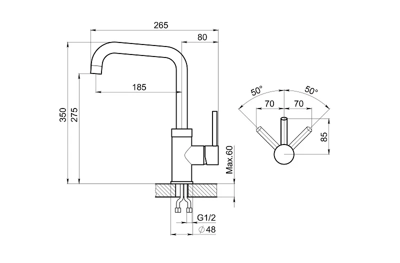 0041, АРКТИК (БЕЛЫЙ), СМЕСИТЕЛЬ КУХОННЫЙ GRANULA 41-ST145 - Вид №2
