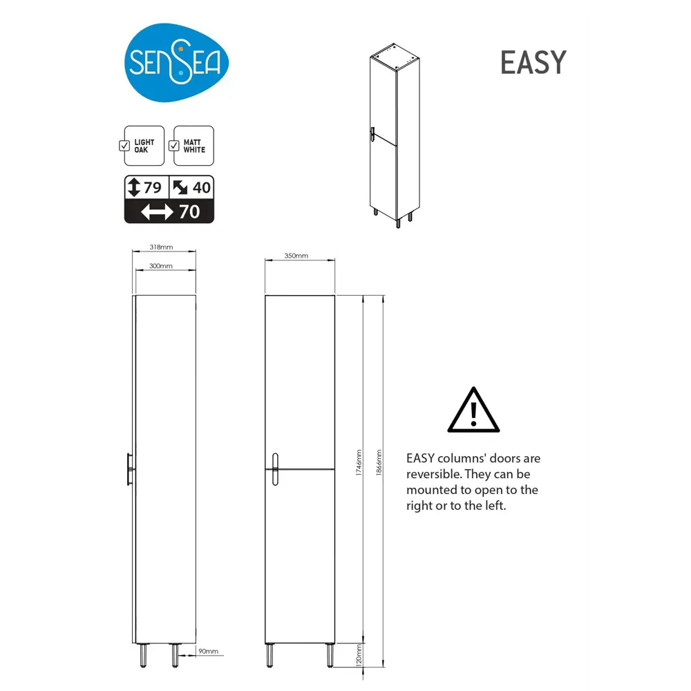 Пенал для ванной Sensea Easy напольный 186x35 см цвет белый STLM-2011115 - Вид №7