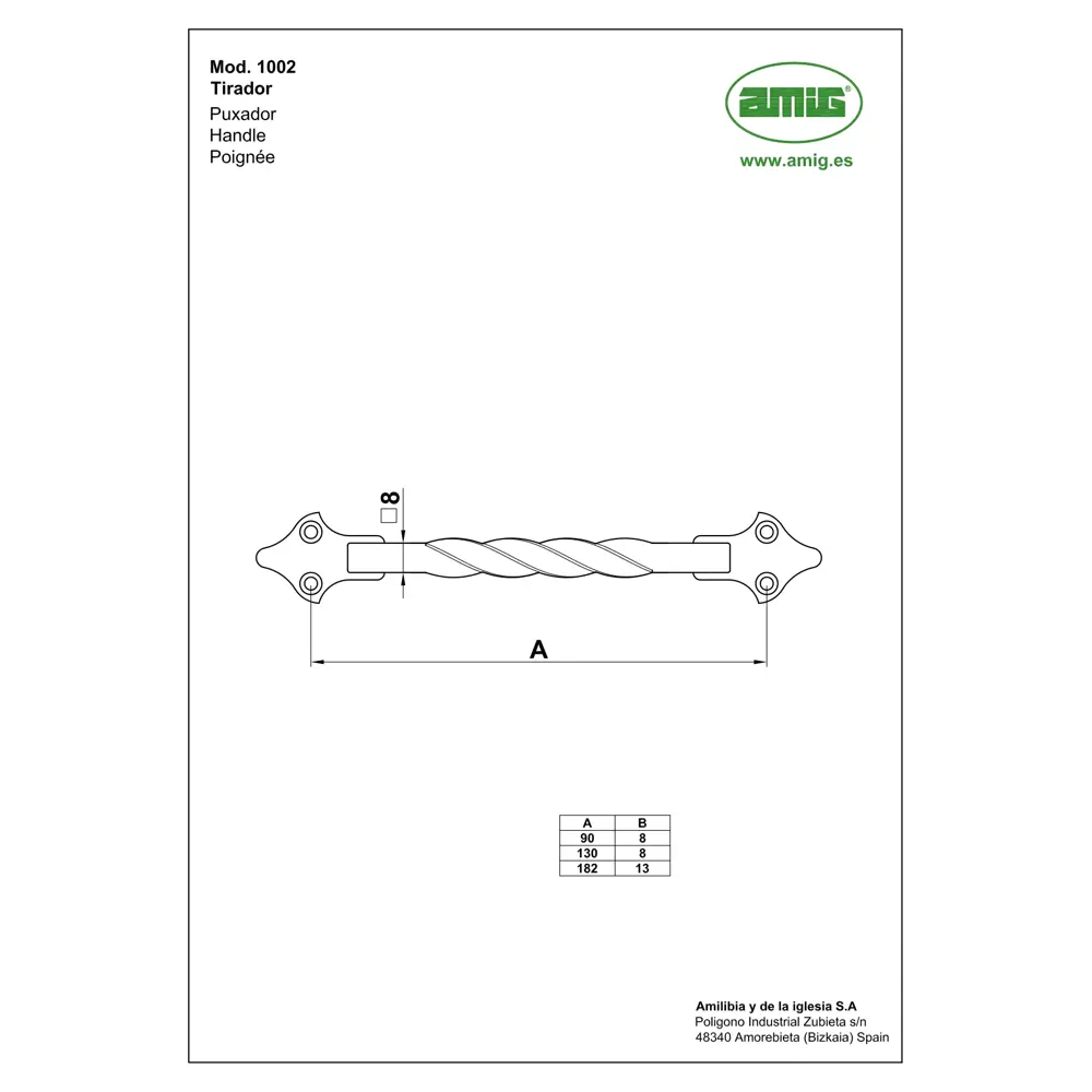 Мебельная ручка-скоба Amig 1002-90 BL 90 мм чёрный STLM-2139654 - Вид №2