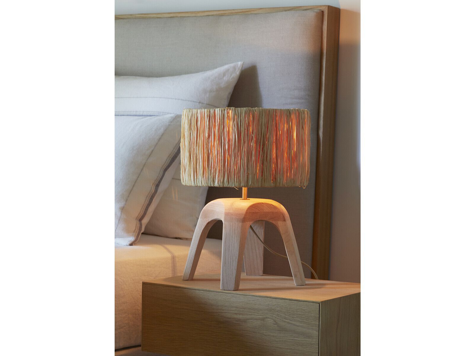 Настольная лампа из дуба и рафии AMPM LEONTI ARCH-00091553 - Вид №8