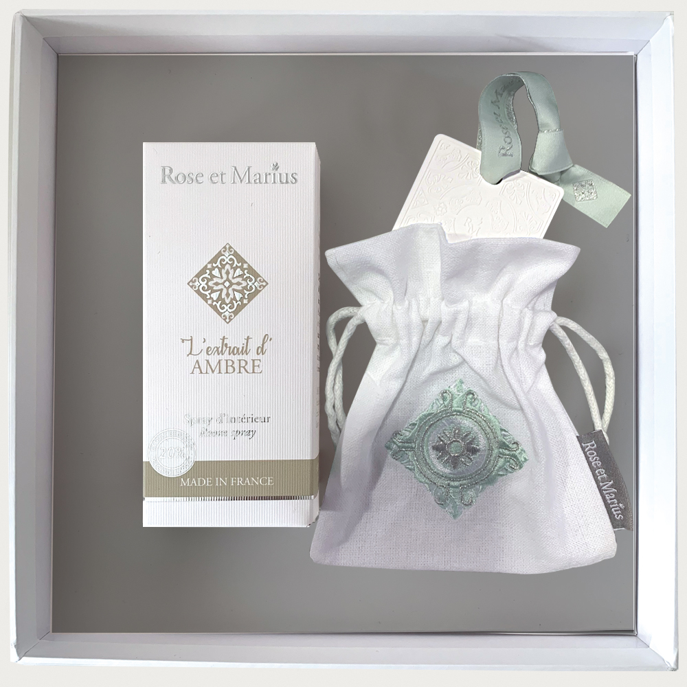 CAR-AMB Набор спрей парфюмированный 100 мл , диффузор керамический, подарочная коробка Rose&Marius Santreyd 