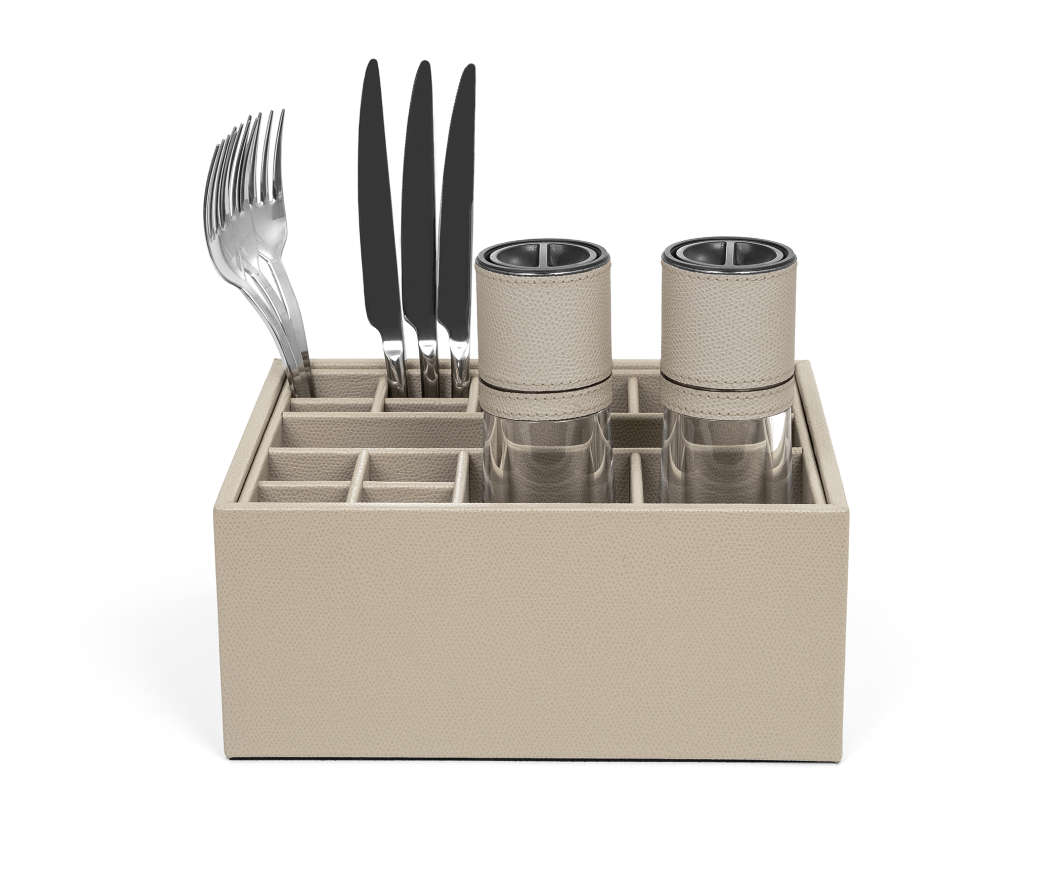 Настольный органайзер - 23,5X18,5XH10,5 см / тканая кожа_coffee Pinetti 00.1376.061.015 - Вид №2