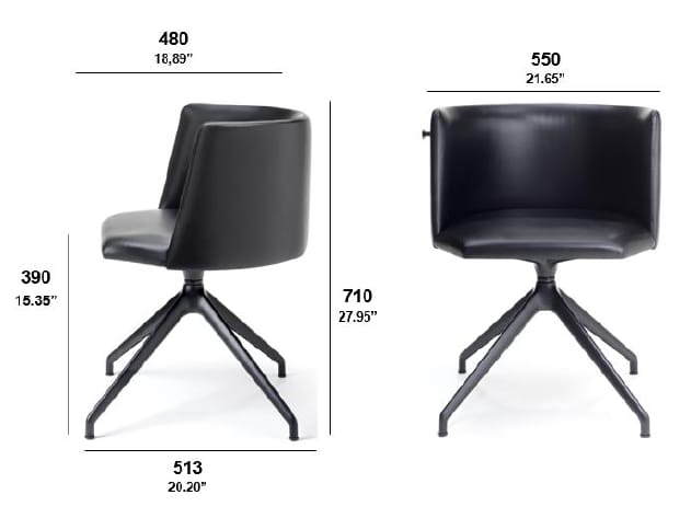 Кожаный поворотный мягкий стул SITIA Pergy ARCH-00038326 - Вид №2