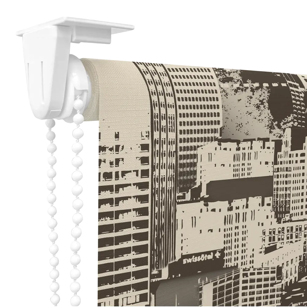 Штора рулонная Мегаполис 50x160 см черно-бежевая DOMLEGRAND STLM-2142183 - Вид №1