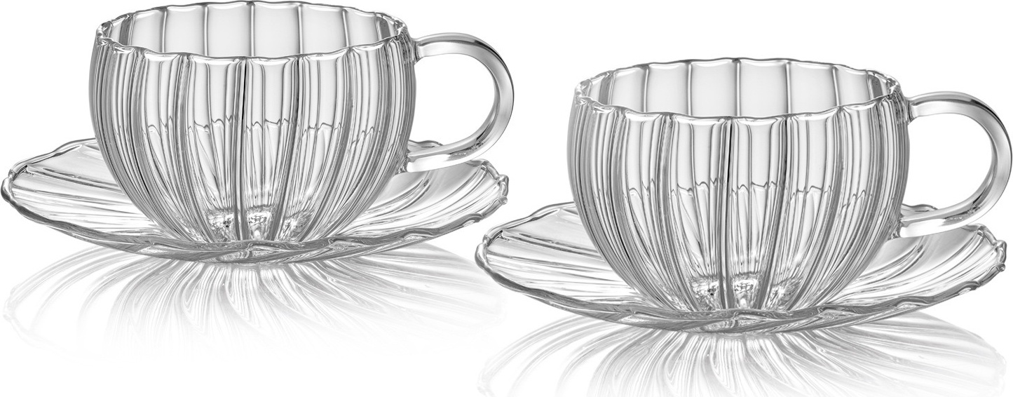 10607609 IVV Набор чашек с блюдцами IVV "Кофе&Чай" 240мл, 2шт Стекло 
