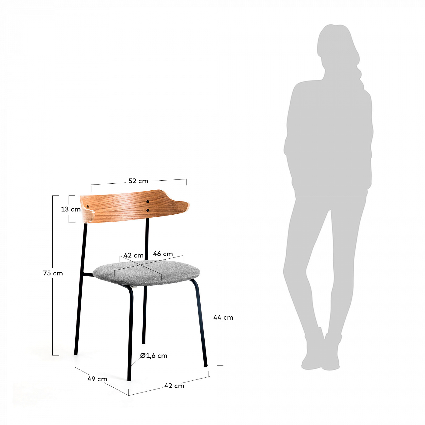 070183 Стул серый La Forma Olympia - Вид №2