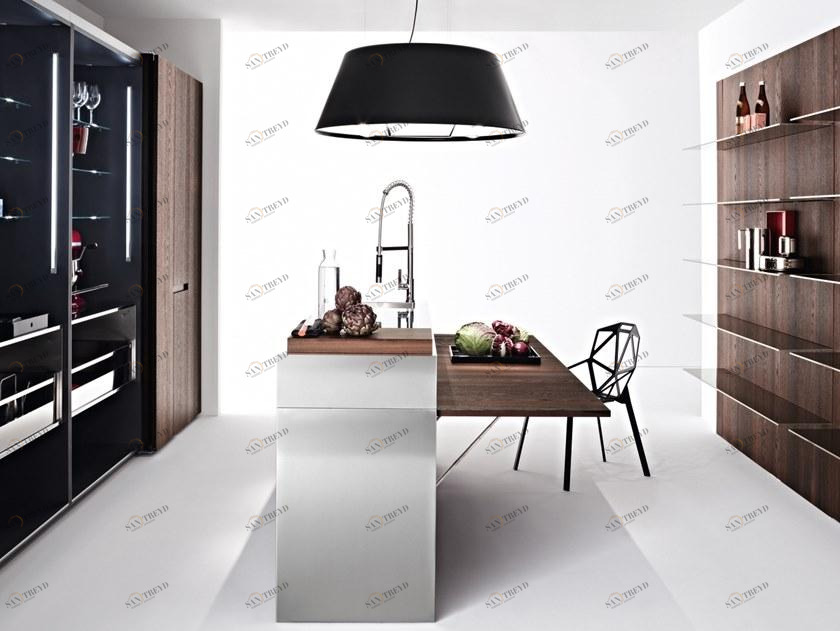 Elmar Отдельностоящий кухонный модуль из стали и дерева с полками Slim sun-id-1507802