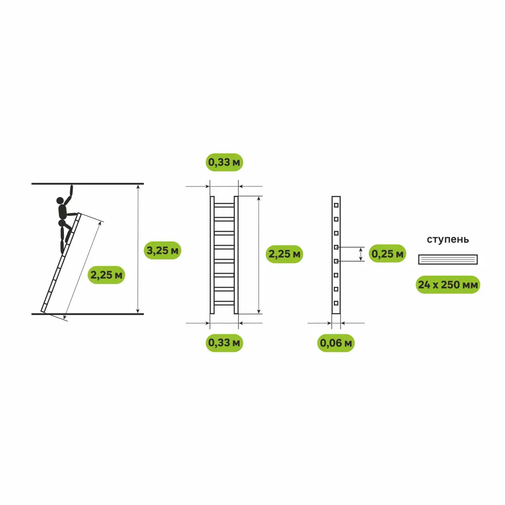 Лестница приставная 1-секционная Standers до 2.25 м 8 ступеней 18388285 STLM-2071382  - Вид №3