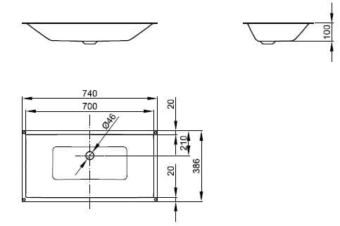 Встраиваемый умывальник с одной столешницей из эмалированной стали Bette BetteLoft ARCH-00088761 - Вид №3