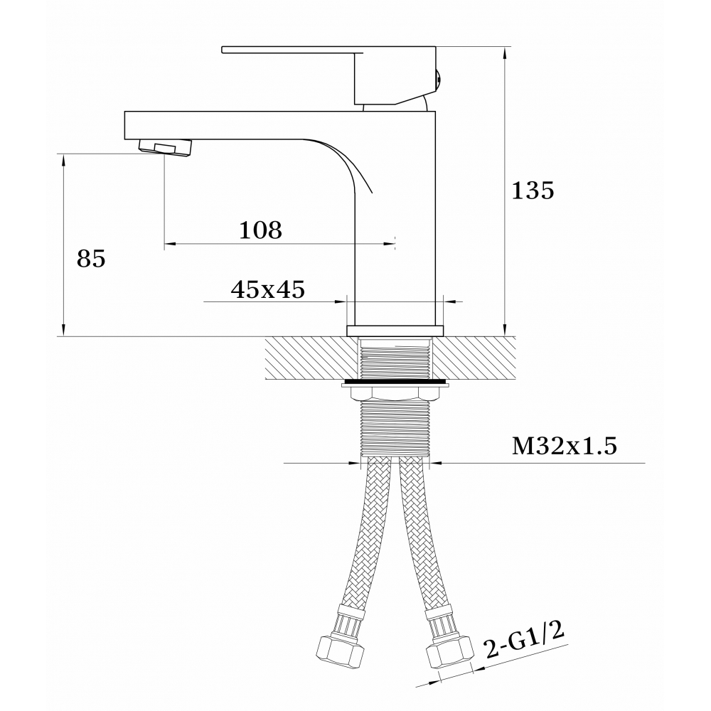GZ 12015C Смеситель для раковины однорычажный Ganzer Черный Ganzer Германия 14056 - Вид №2