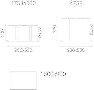 Pedrali Прямоугольный стол из стали с порошковым покрытием Bold 4758 - Вид №1