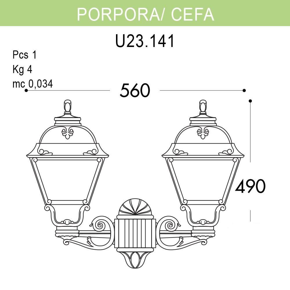 Уличный настенный светильник Fumagalli Porpora/Cefa U23.141.000.AYF1R FUMAGALLI ПОД СТАРИНУ, ФОНАРЬ 272151 Черный  - Вид №1