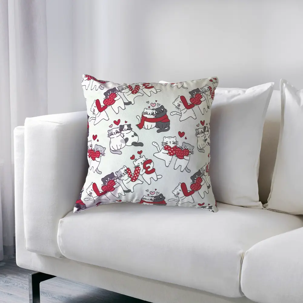 Подушка Котики 40x40 см цвет светло-серый SEASONS STLM-2140108 - Вид №3