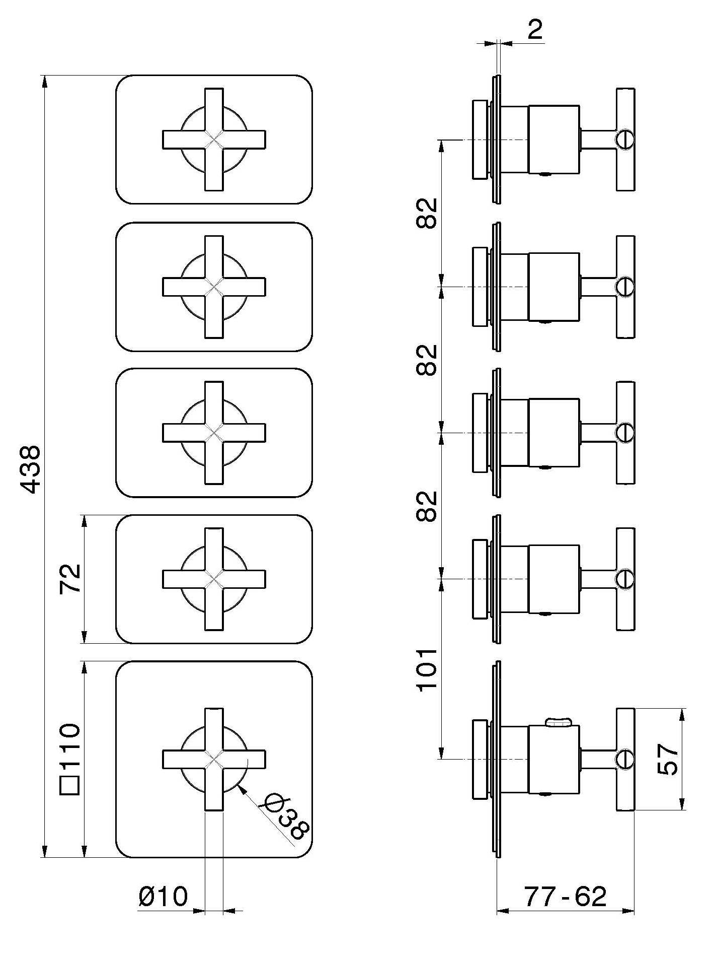 Термостатический смеситель для душа с 5 отверстиями Newform многофункциональные термостаты с 4 выходами ARCH-00009826 - Вид №2