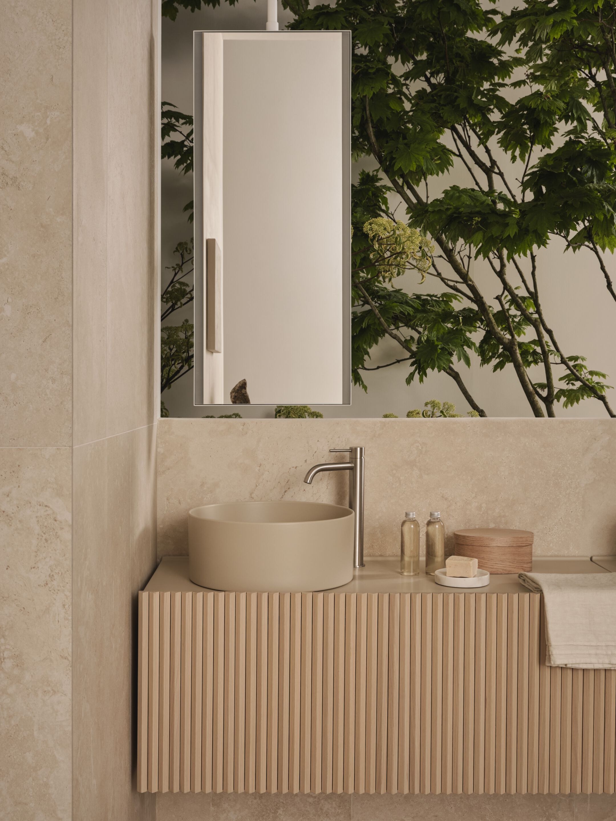 Деревянный подвесной умывальник с керамической столешницей Ceramica Cielo DELFO ARCH-00041855 - Вид №1