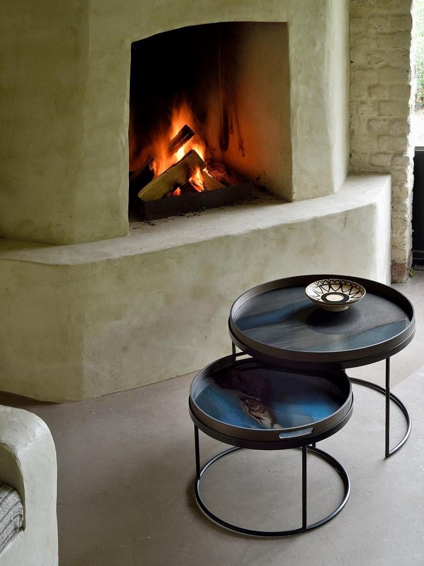 Ethnicraft Круглый поднос из дерева и стекла Linear flow 20913 - Вид №2