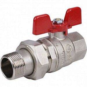 Кран шаровый STOUT ВН 3/4" с американкой бабочка красная