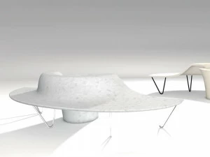 Manufatti Viscio Изогнутая реконструированная каменная скамья со встроенным горшком со спинкой