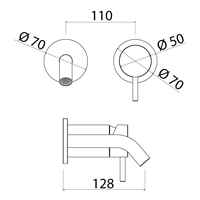 ONE034BKL Смеситель для раковины настенный на 2 отверстия Linki ONE, Внешняя часть, Полированная Черная Сталь - Вид №1