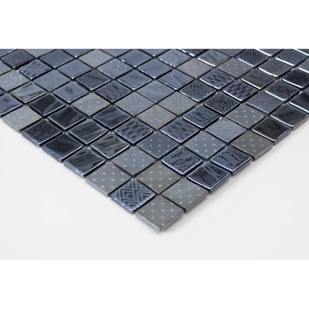 Мозаика Steel Black стекломасса 31.1x4.9 см цвет черный 83681517 STLM-2064841 Santreyd Мозаика Onix - Вид №3